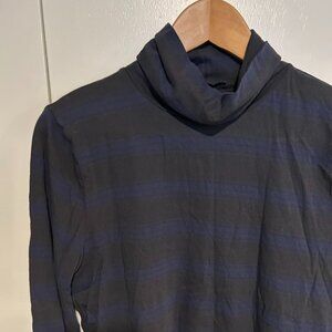 J. Crew Tissue Turtleneck in Black & Blue Stripe